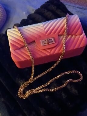 Pink Quilted Crossbody Bag with Gold Chain